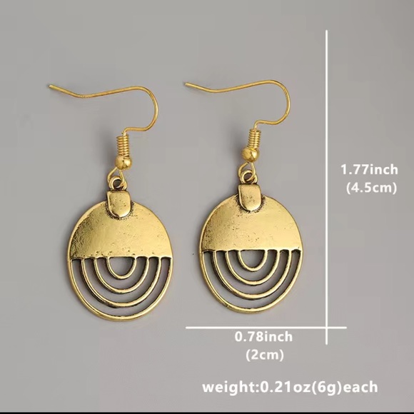 NEW Vintage Round Bronze Hollow Hook Earrings - Picture 5 of 5